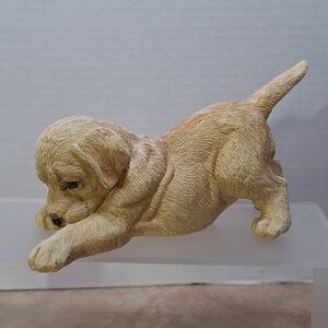Labrador Yellow Lab Puppy Dog Figurine Playful Pose Realistic 6" Resin Detailed